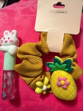 Multiples Mustard Yellow Pineapple Charm Scrunchie